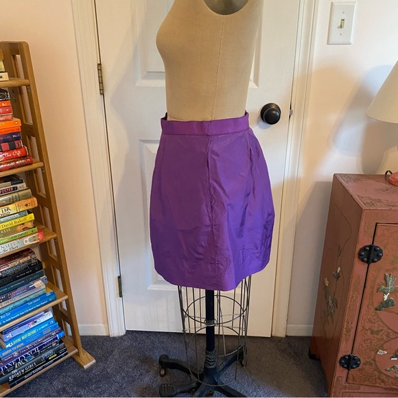 J crew Purple Pleated Mini Bubble Silk Taffeta tulle Skirt Size 4 - Picture 7 of 14